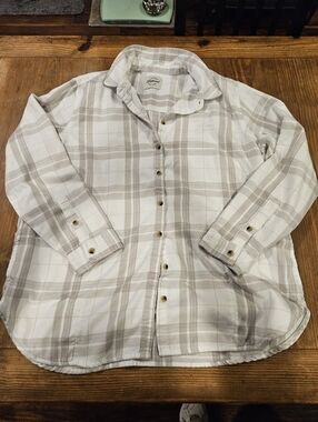 Jachs Neutral Plaid Button-Down Shirt in White and Tan